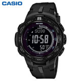 卡西欧(CASIO)手表PROTREK系列 户外时尚太阳能男表 新品PRW-3100Y-1B(黑色 不锈钢)