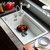 科恩纳石英石水槽单槽加厚花岗岩家用商用套装一体厨房洗菜盆水池(D680珍珠白裸槽套装)