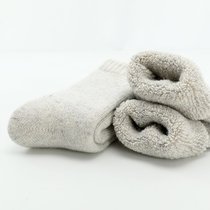 SUNTEK冬季超厚款长袜子男女毛巾袜加厚毛绒保暖特厚加绒中筒袜(1双装（均码）买3双送1双同款 特厚加绒（男）浅灰)
