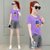 小个子时尚减龄短袖T恤女短款高腰年夏装体恤印花上衣潮(紫色【NEVER熊】 L 建议90-105斤)