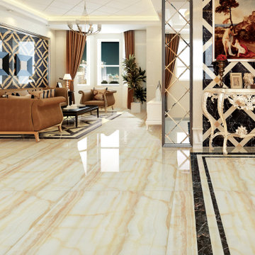 高恩瓷砖全抛釉地砖地板砖仿大理石线石电视背景墙磁砖抛光砖玻化砖b