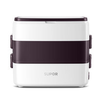 苏泊尔（SUPOR）蒸煮饭盒DH04FD810电热饭盒 分隔式304不锈钢内胆 2L双层4胆设计 上班族保温便携带(紫色 热销)