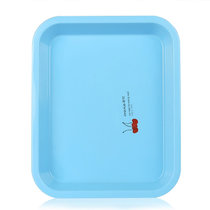 茶花1001-A塑料茶具托盘塑料长方形欧式茶杯子托盘 茶盘餐盘托盘(蓝色)
