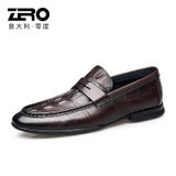 Zero零度皮鞋男 2021新款男士皮鞋经典商务正装鞋子男舒适套脚男鞋 潮(暗棕 38)