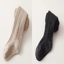 婴儿打底裤秋冬夏季外穿丝袜薄款纯棉女童宝宝小童儿童洋气连裤袜(L码可开档/身高115-125cm 燕麦+深灰（菱形麻花连裤袜）)