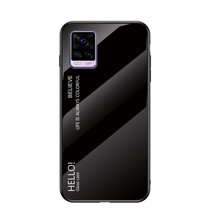VIVO S7手机壳步步高s7渐变彩绘玻璃壳S7防摔保护套(优雅黑)