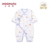 小米米minimoto婴儿宝宝棉长袖和式连身连体衣新生儿哈衣爬服(匹印花（小鸭子） 52cm(0-3个月))