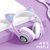 无线蓝牙5.0耳机头戴式可爱发光猫耳朵一体式华为苹果安卓通用猫耳耳机(浅紫色)