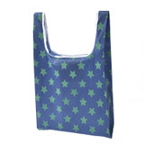 现货便携手提购物袋可折叠190T牛津布印花满天星家用买菜袋环保购物袋(深蓝星星 190T)
