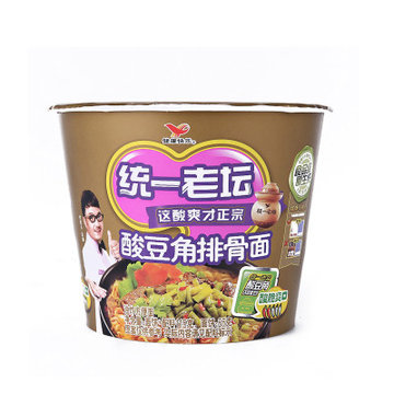统一来一桶老坛酸豆角排骨面115g桶