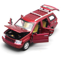 鸭小贱 仿真合金车模1:32吉普大切诺基六开门声光回力汽车模型儿童玩具623(红色)