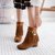 SUNTEK2021新款甜美波西米亚内增高仙女鞋时尚短筒流苏靴中跟网红短靴子(36 黄色 保暖加毛内里)