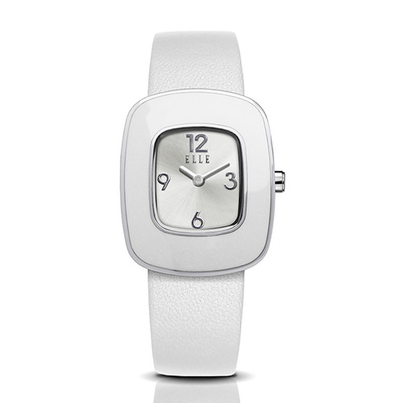 【elleel20245s时尚品牌表白盘白带图片】elle手表女士皮带石英表学生