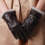 乐为韩国可爱冬天保暖加厚手套L12FD253(深棕色)