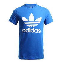 阿迪达斯男装 2016新款圆领休闲运动短袖三叶草短袖T恤AJ8829(蓝色 XL)