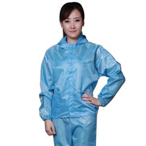 谋福 优质防静电连帽分体服+裤子 洁净 食品 生物 制药 无菌专用 无尘防尘工作服(蓝色 蓝色 XXXL)