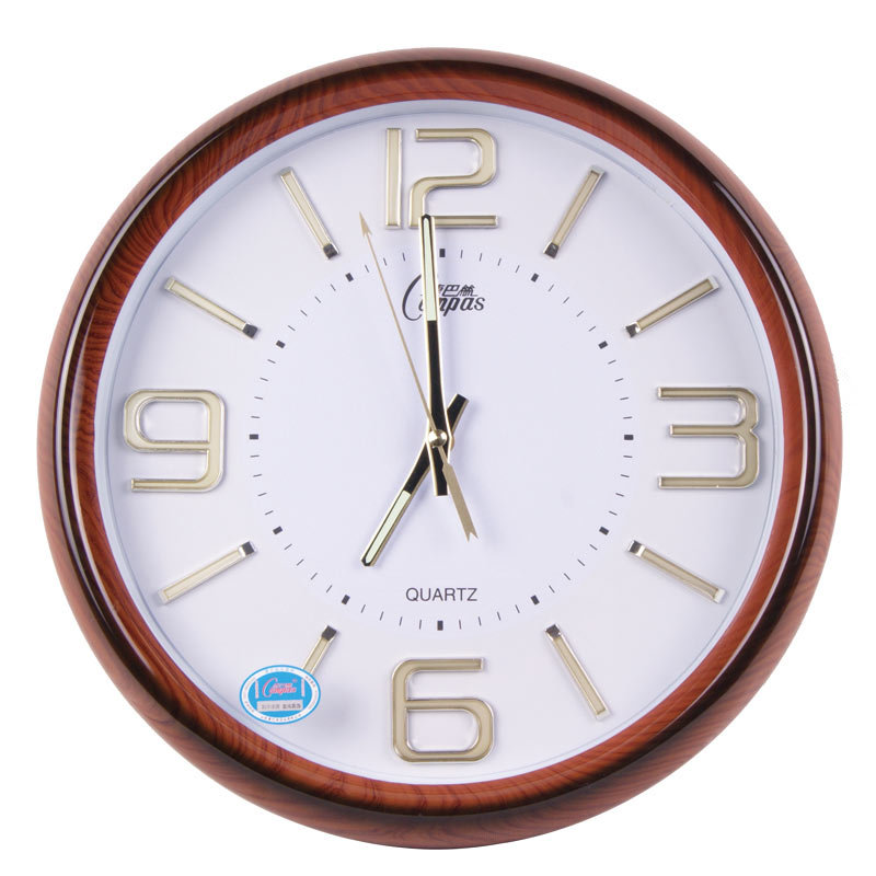 挂钟闹钟康巴丝挂钟时尚创意客厅钟表带夜光2578红木纹返回商品页