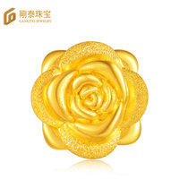 刚泰珠宝 3D硬金转运珠花珠子精致百搭手串珠子 岁月静好