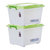 (国美自营)禧天龙Citylong 塑料收纳箱环保半透明带滑轮大号衣物储物整理箱2个装 中粉绿58L 6099