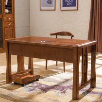 一米色彩 中式电脑桌 书桌家用 橡胶木台式电脑台 办公桌 学生写字台1.2米(单桌+椅子)