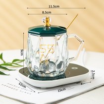 钻石暖暖杯55度恒温垫热奶高颜值玻璃杯早餐茶杯加热杯保温咖啡杯(55度【带盖勺+恒温垫】)