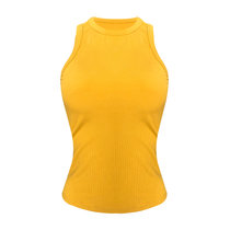 工字背心女运动背心外穿无袖瑜伽服背心罩衫美背健身上衣健身(姜黄色 S)
