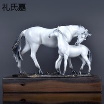 礼氏嘉礼氏嘉礼品乔迁铜马摆件高档家居装饰品母子马铜艺术品动物摆件中式客厅摆设白马(带铜板底座白色款 默认版本)
