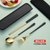 304不锈钢筷子勺子叉子套装餐具件套单人便携式学生旅行收纳盒(黑金三件套+盒子+袋子 默认版本)