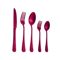 西餐餐具刀叉勺5件套欧式精美不锈钢餐具套装(紫 5件套)