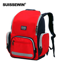 瑞世SUISSEWIN中小学生双肩包男女带反光条书包电脑背包大容量双肩背包韩版高中校园背包(红色)