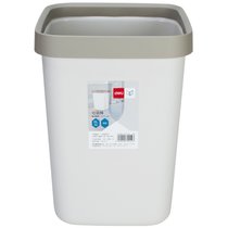 得力（deli）压圈方形垃圾桶 家用清洁桶纸篓 办公用品 18821 大号 浅灰(浅灰色)