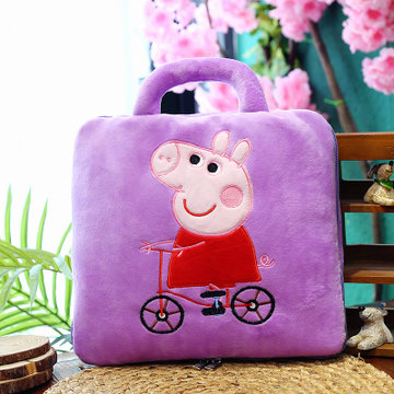 爱迷糊毛绒玩具卡通儿童抱枕毯可爱空调毯两用儿童礼物紫色猪10080cm