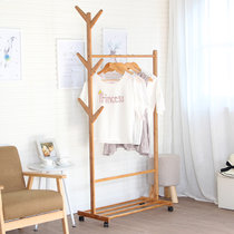 卧室挂衣架客厅可移动简易衣服架子门厅创意收纳架实木衣帽架落地(60宽单杆衣帽架)