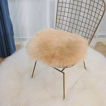 羊毛坐垫圆形椅垫可爱毛绒垫子加厚办公椅垫毛毛皮毛一体餐椅垫(奶茶色)