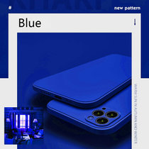 新款iPhone12手机壳魔方13 pro直边液态硅胶全包防摔(克莱茵蓝色 iPhone x/xs)