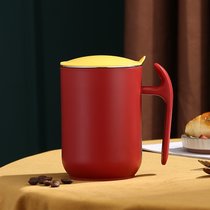 大容量马克杯带盖男304不锈钢咖啡杯女水杯家用茶杯杯子礼盒套装(550ML【暗红色】送小黄勺)