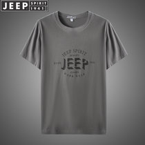 JEEP SPIRIT吉普男士短袖T恤新款夏装圆领半袖套头衫字母潮款运动打底衫(2-2017灰绿 XXL)