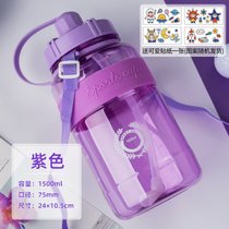 超大容量塑料水杯女带吸管学生夏季便携运动水壶男大肚杯子2000ml(DS-288紫色1500ML)