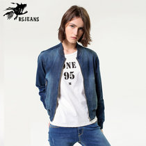 BS2B/小魔鱼女式短外套新款街头水洗拉链罗拉牛仔夹克女牛仔衣潮(天蓝色 XL)