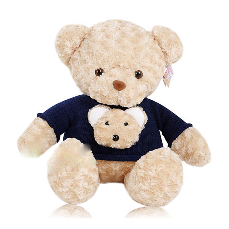 60cm毛绒/布艺蓝色衣服款60cm图片】毛绒玩具大号泰迪熊公仔 双头熊