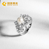 真快乐黄金 925银珍珠QUEEN系列花蔓戒指（银色）2103K084