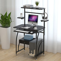 京好 家用时尚电脑桌 现代简约台式电脑桌带打印机架D124(有斗黑胡桃色 长70宽48高126)