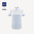 HLA/海澜之家条纹短袖衬衫水洗舒适短衬男HNECJ2R015A(蓝色 M)