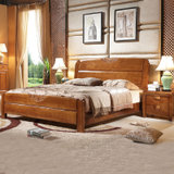 祥融家具 中式现代实木床单双人床高箱储物床 1.5 1.8米大床高低床 婚床(胡桃色 1.5x2.0框架床)
