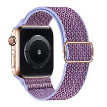 适用于苹果watch尼龙编织表带apple手表w纹松紧带日字扣弹力表带(紫色 38/40/41MM通用)