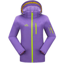 法国PELLIOT冲锋衣女 户外防水透气两件套三合一冲锋衣*登山服(浅紫 XL)