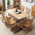 餐桌实木餐桌椅组合现代简约长方形饭桌北欧日式小户型餐厅家具橡胶木桌子(一桌六椅温莎椅1.35米原木色)