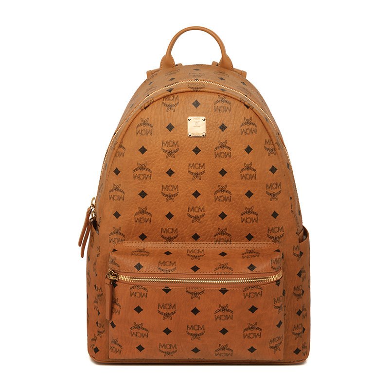 奢侈品双肩包mcm中号侧铆钉棕色双肩背包mmk6sve28co棕色时尚百搭返回