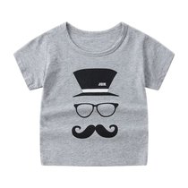 2021夏季新款纯棉短袖T恤儿童夏装宝宝上衣(110码 JDX-全棉短袖单-胡子帽子)
