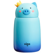 vigo魅果320ML开心猪保温杯 儿童保温杯 304不锈钢学生水杯(薄荷绿)